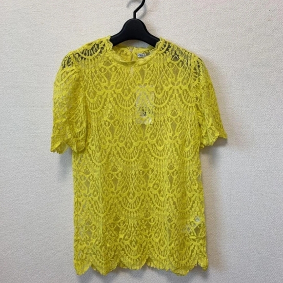 Zara Woman Lace Yellow Top Blouse Size Small - Picture 2 of 5